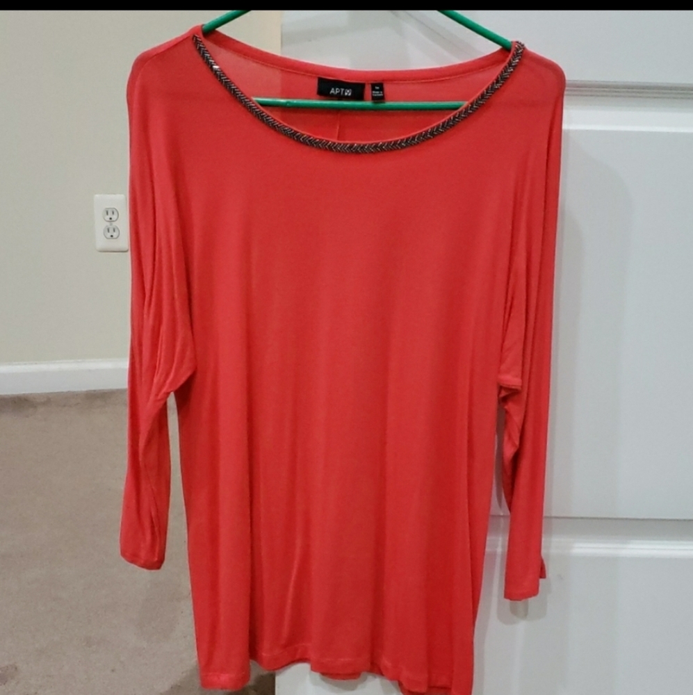 Apt 9 cute full sleeves knit top Medium bright orange